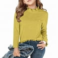thumbnail image 2 of XIMIN Girls Ruffle Mock Neck Base Layer Shirt Kids Toddler Long Sleeve Fleece Thermal Top Solid Color Cute Underwear, 2 of 6