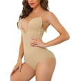 thumbnail image 4 of Unique Bargains Women's U Plunge Leotard Jumpsuit Strap Built-in Bra Bodysuit S Beige, 4 of 6