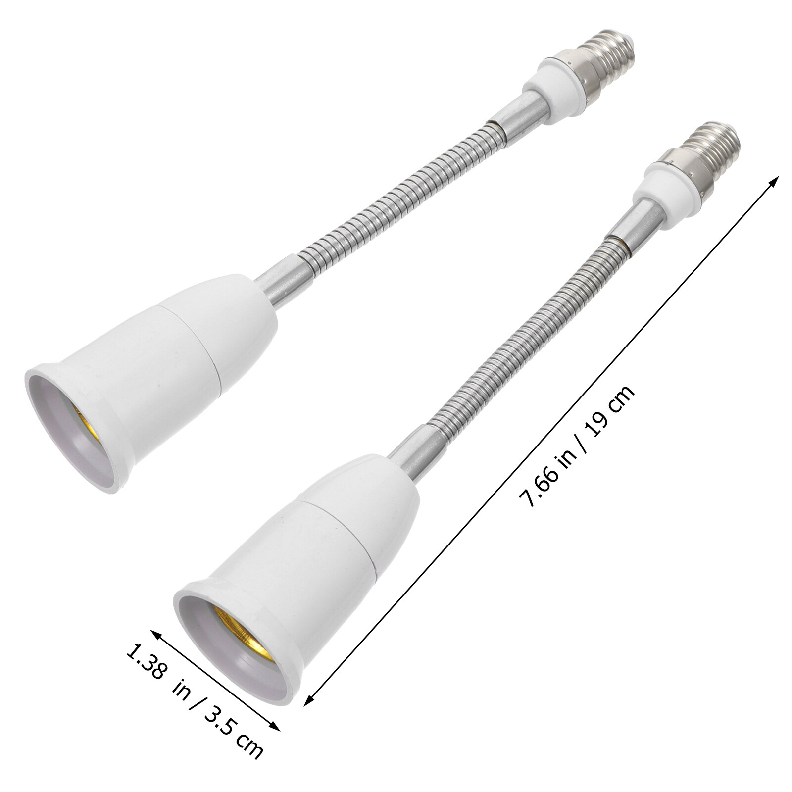 2 Pcs Light Bulb Lamp Holder Bendable Extension Socket Extender Adaptor