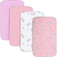 thumbnail image 4 of shiyou-Bassinet Fitted Sheet(33" x 20"), Bassinet Sheets 4 Pack, Compatible with Most Bedside Sleeper Bassinet, Bassinet Sheets with Ultra Soft Microfiber Surface, Pink Print, 4 of 4