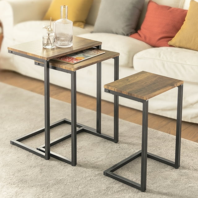 SoBuy FBT102-F Tables Gigognes Ensemble de 3 Tables Basses Tables d'Appoint Empilables pour Salon