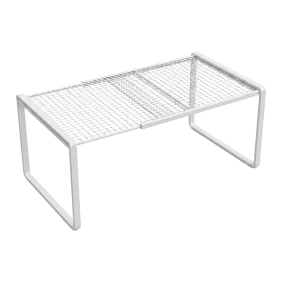 Cabinet Organizers,Stackable Metal Organizer Rack for Kitchen, Bathroom, Pantry, Countertop, Under Sink – Expandable Cabinet Storage Shelf – White – 24.41 x 10.63 x 8.66 in 