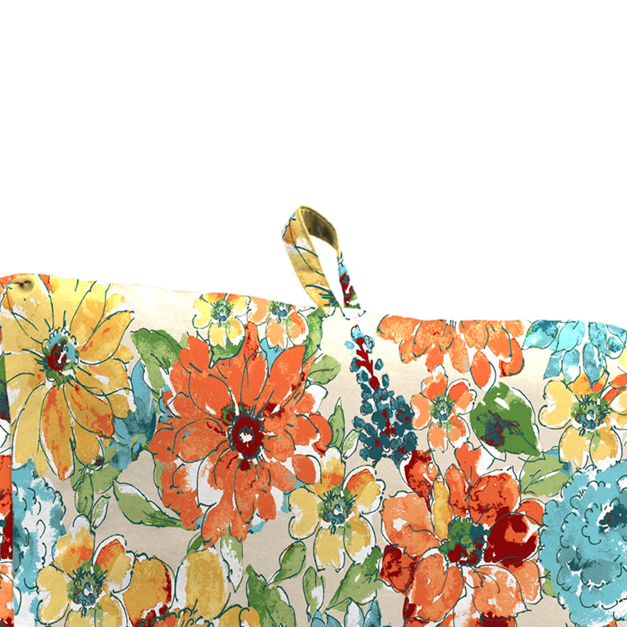 Jordan Manufacturing 38" x 21" Wildflowers Multicolor Floral Rectangular Outdoor Chair Cushion with Ties and Hanger Loop (2 Pack)