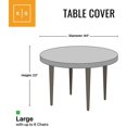94 in. Dia Grey Large Round Patio Table and Chair Set Cover Durable