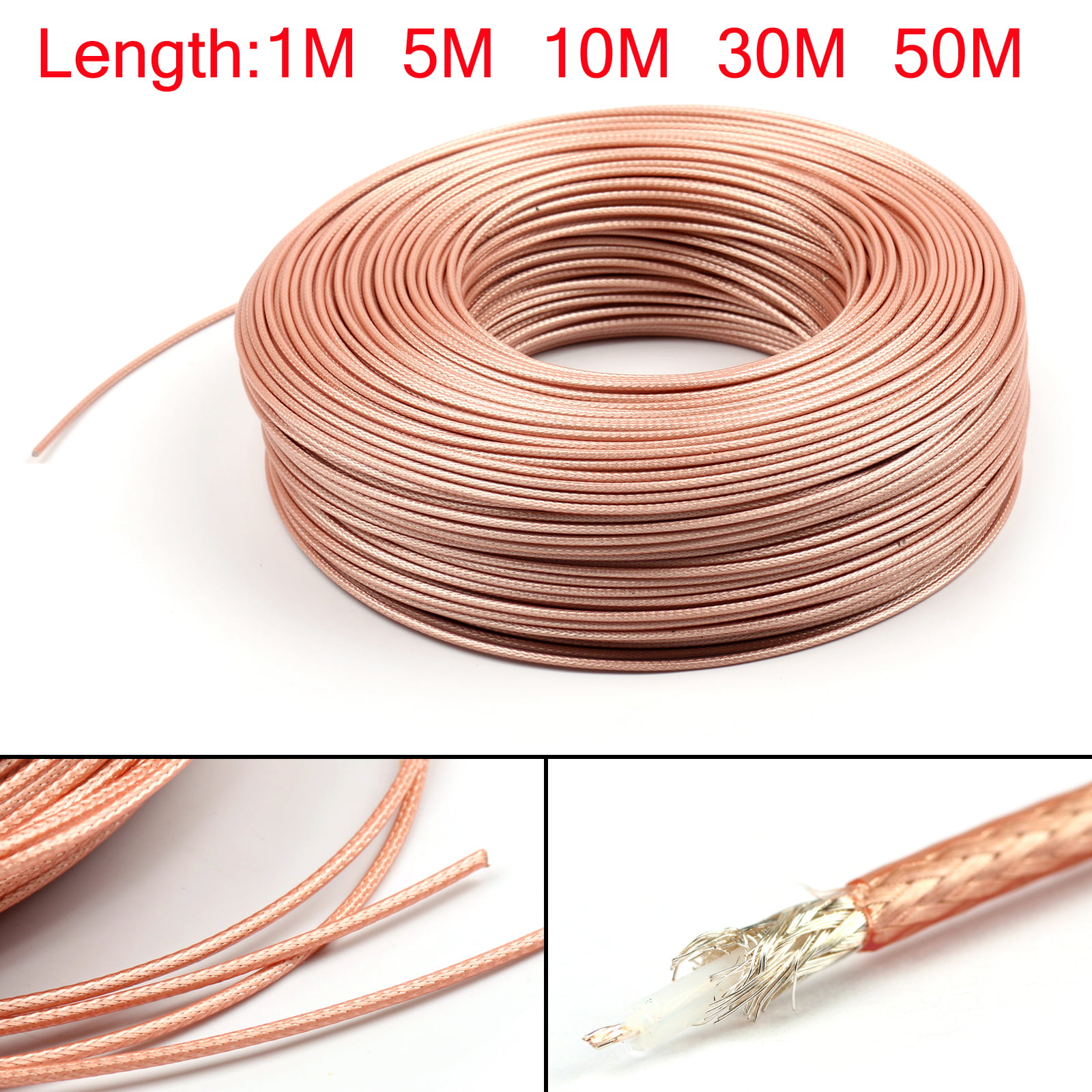 30m RG174 RF Coaxial Cable Connector 50ohm M17/119-RG174 Coax Pigtail 98ft 