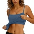 thumbnail image 2 of Miluxas Women's Solid Crop Cami Top – Adjustable Spaghetti Straps Square Neck Slim Fit Basic Tank Top for Layering & Casual Wear Blue, 2 of 7