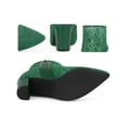 thumbnail image 3 of BLISSFUL STEP Women's Ankle Boots Lace Pointed Toe Chunky Heel Zipper Dress Booties Dark Green 6, 3 of 7