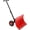 Red&Black, variant on Heavy Duty Snow Pusher with Wheels, 29.1" Wide Carbon Steel Blade, Adjustable Angle & Height for Driveway, Deck, and Garden Snow Removal