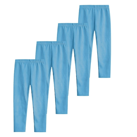 Qingpeng 4 Pack Girls Leggings Kids Full Length Stretchy Pants 3-12 Years