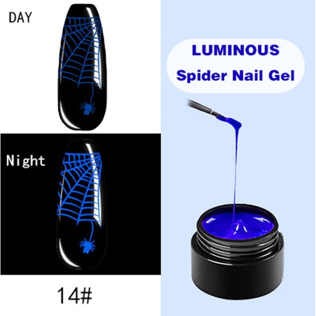 Esmalte de uñas, regalos para mujeres, esmalte de uñas en gel luminoso Spider, efecto fluorescente neón, 8 ml.