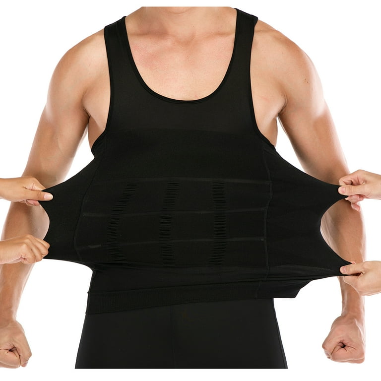 Mens Compression Shirts Hide Gynecomastia Moobs, Abdomen Slim Shirt  Slimming Body Shaper Tank Undershirts