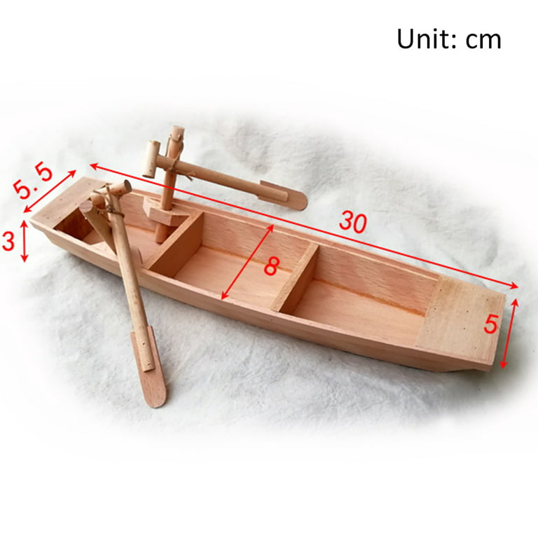 Wooden Mini Boat Model Small Wooden Fishing Boat Small Model Boat for Home Office Decoration, adult Unisex, Size: 31x9x4CM
