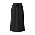 thumbnail image 3 of JWD Women's Elastic High Waist Maxi Skirt - Back Slit Flowy Wrap Skirt with Pockets for Casual Work Black L, 3 of 10