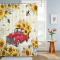 thumbnail image 4 of Shower Curtain Yellow Sunflower Truck Shower Curtains for Bathroom Decor, Waterproof Polyester Shower Curtain Set with Hooks, Small Stall Size 36" x 72" Farmhouse Flowers, 4 of 9