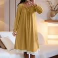 thumbnail image 5 of ZyeKqe Womens Pajama S Dress Square Neck Lace up Long Sleeve Soft Sleepwear Nightgowns Lace Ruffle Lounge Vintage House Dress, 5 of 8