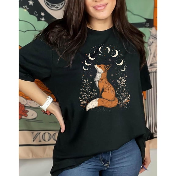 Mothers Day Gift, Folklore Fox In Floral Shirt, Cozy Cottagecore Folklore Shirt, Floral Animal Shirt, Fairycore Pullover, Forestcore Shirt