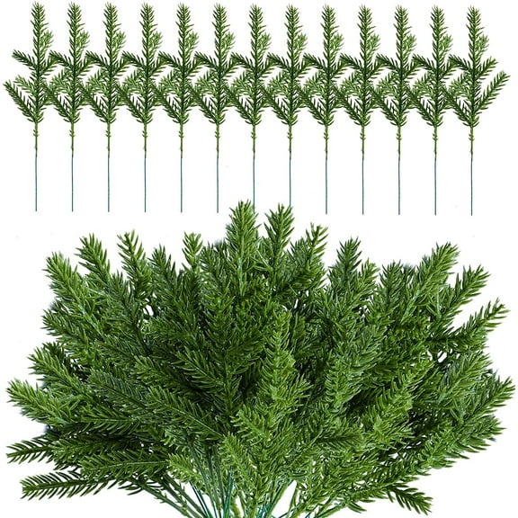 Dalrosia Artificial Pine Needles Branches Garland-6.7x2.0 Inch Green Plants Pine Needles,Fake Greenery Pine Picks for DIY Garland Wreath Christmas Embellishing and Home Garden Decoration