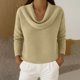 thumbnail image 1 of Uootdi Women's Waffle Knit Tops Cowl Neck Long Sleeve Clothes Trendy Casual Loose Relaxed Fit Knit Pullover Gift, 1 of 9