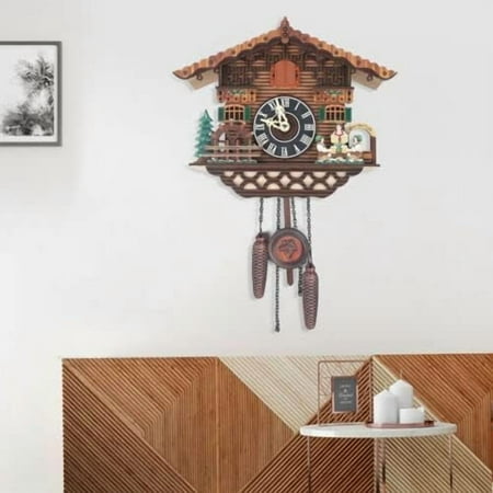LOYALHEARTDY Wall Clock Vintage Alarm Clock Bird Hanging Clock Wings Open Traditional Coo Coo Clock Classic Clock Style for Home Livingroom Decor