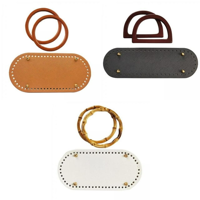 3 Uds PU Cuero Endurecido DIY Tejer Bolsa Inferior Mat Almohadillas Insertar Bolsas Fabricación