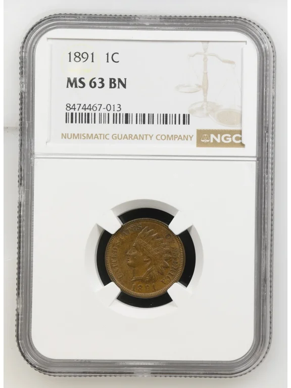 1891 Indian Cent NGC MS-63 BN