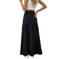 thumbnail image 3 of Boho Skirts for Women High Waist Flowy A Line Midi Casual Summer Skirt with Pockets Elastic Waistband Black L, 3 of 7