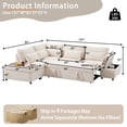 thumbnail image 2 of EPOWP 107" Sleeper Sectional Sofa with Pull Out Bed, Modular L-Shaped Couch with Storage Chaise, USB Ports, Adjustable Armrests, Chenille Sofa, 2 of 7
