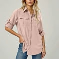 thumbnail image 3 of Otntypg Womens UPF 50+ UV Sun Protection Safari Shirts Casual Button Rolled-up Long Sleeve Outdoor Cool Quick Dry Fishing Hiking Gardening Shirts with Two Chest Pockets Pink S, 3 of 10