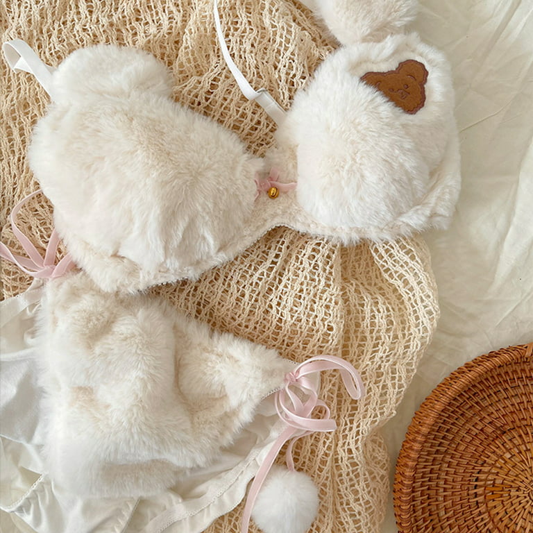 Ready Stock】 Womens Lolita Kawaii 2pcs Bra Panty Set Cute Bear