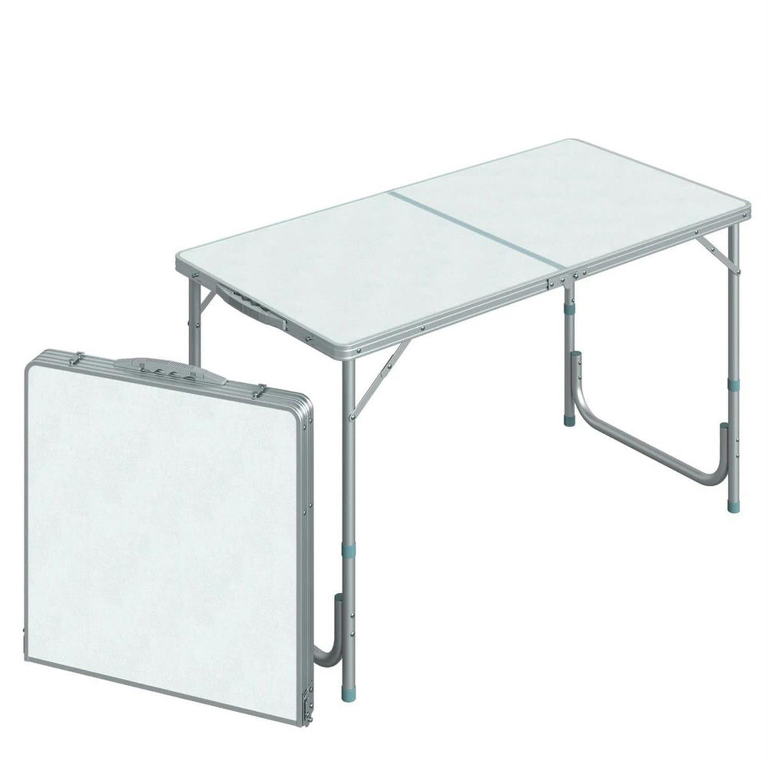 Demi Bonn 47" Aluminum Lightweight Portable Folding Easy Clean Camping Table with Carrying Handle, Collapsible Outdoor Table for Picnics, Silver