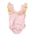 thumbnail image 2 of Styles I Love Little Kid Girls Ruffle Pom Pom Tassel One-Piece Swimsuit Bathing Suit Beach Pool Party Swimwear (Pink, 100/2-3 Years), 2 of 6