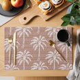 thumbnail image 2 of Brown Palm Tree Placemats Set of 8 Summer Botanical Tropical Tree Place Mats Indoor Wipeable Table Mats Washable Cloth Dining Table Placemats for Kitchen Holiday Party Home Decor 13x19 Inch, 2 of 9
