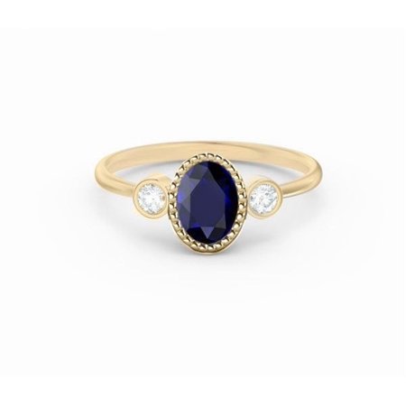 Oval Ring, Sapphire Oval Ring, Gemstone Ring, Three stone Ring, Moissanite Diamond Ring, Perfect Gift For Women, September Birthstone Ring