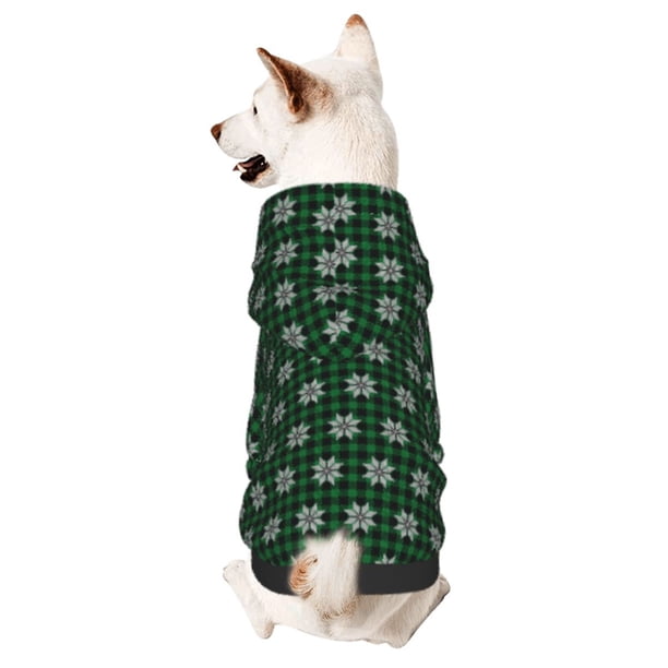 Balery Green Buffalo Plaid Merry Christmas Sudadera con Capucha para Perros Pequeños – Ropa para Mascotas, Disfraz para Perros y Gatos, Ideal para Fiestas y Cosplay-Small