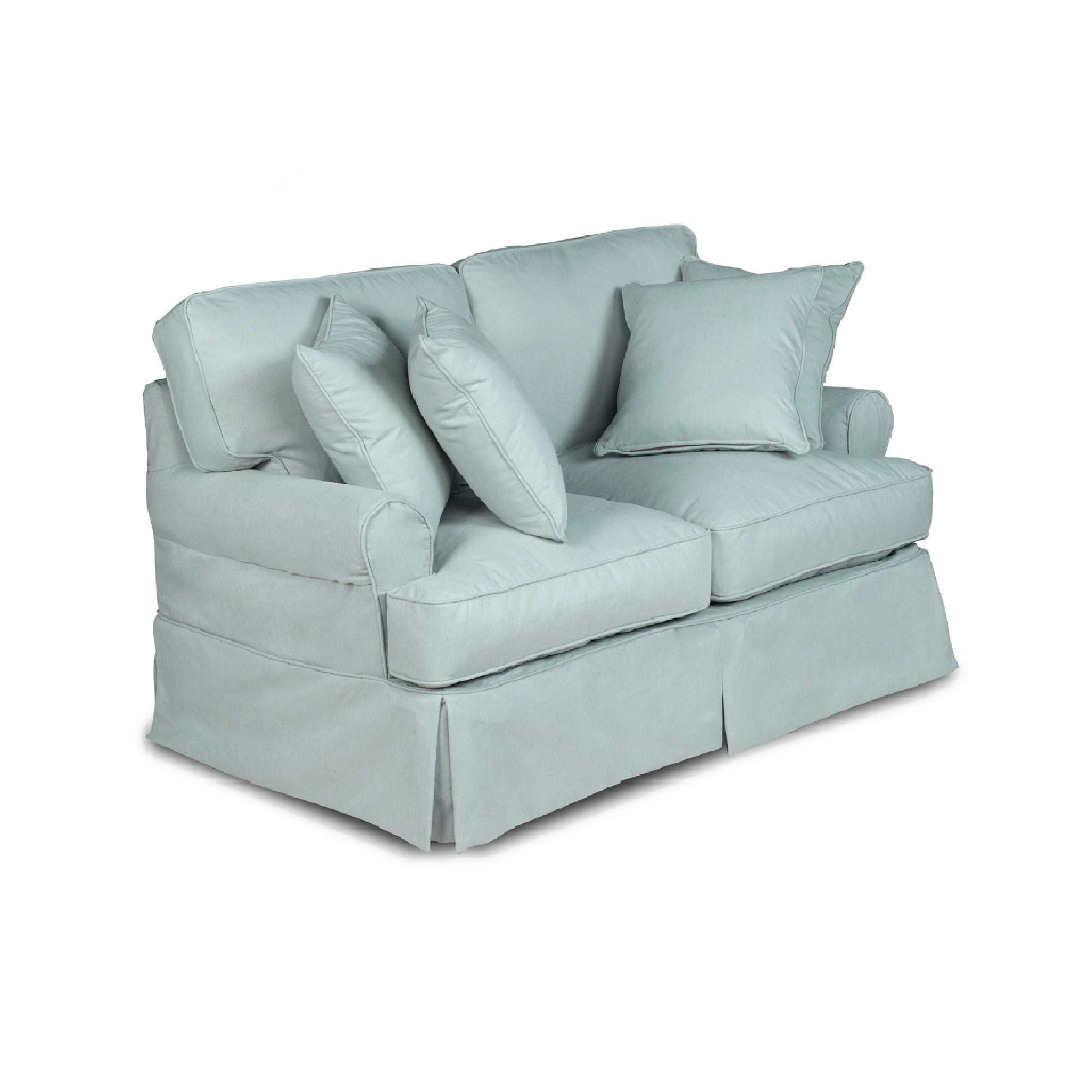 60” Cyan Blue Tcushion Loveseat Cover with Back and Seat Cushion Cover