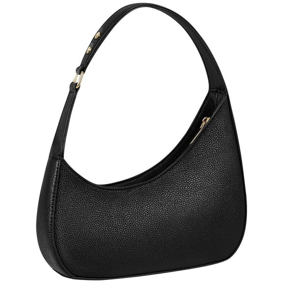 Shoulder Bag for Women, Small Black Purse PU Leather Handbag, Trendy Crescent Clutch with Zipper, Evening Going Out Bag