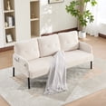 thumbnail image 2 of S-HOME Modern Plush Corduroy Upholstered Loveseat with Dual Side Pockets and Metal Legs, Sofa for Apartment, Beige, 2 of 17
