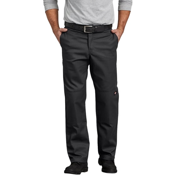 Dickies Men's FLEX Regular Fit Double Knee Work Pants, Black, 42X30