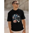 thumbnail image 2 of Men's T-Shirt,Rugby Sport Short Sleeve Crewneck Casual Tee Shirts,Black-S, 2 of 8