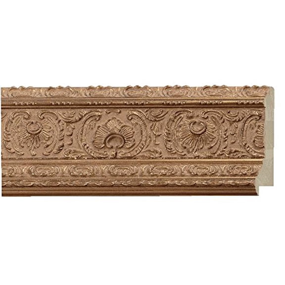 Picture Frame Moulding (Wood) 100Ft Bundle - Ornate Antique Gold Finish - 4" Width - 1 1/16" Rabbet