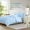 thumbnail image 2 of 500-Thread Count Egyptian Cotton 3-PCs Multi Ruffle Duvet Cover, With Zipper Closure & Corner Ties - King Size ( 90" x 104" ) Inches, (Light Blue), 2 of 5