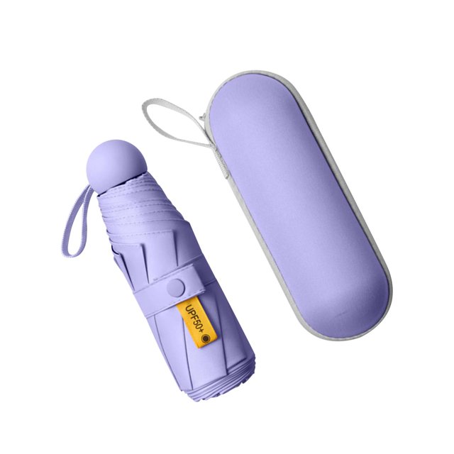 Sombrilla de viaje plegable, ligera, pequeña, plegable, duradera, con 8 varillas, 5 Púrpura claro
