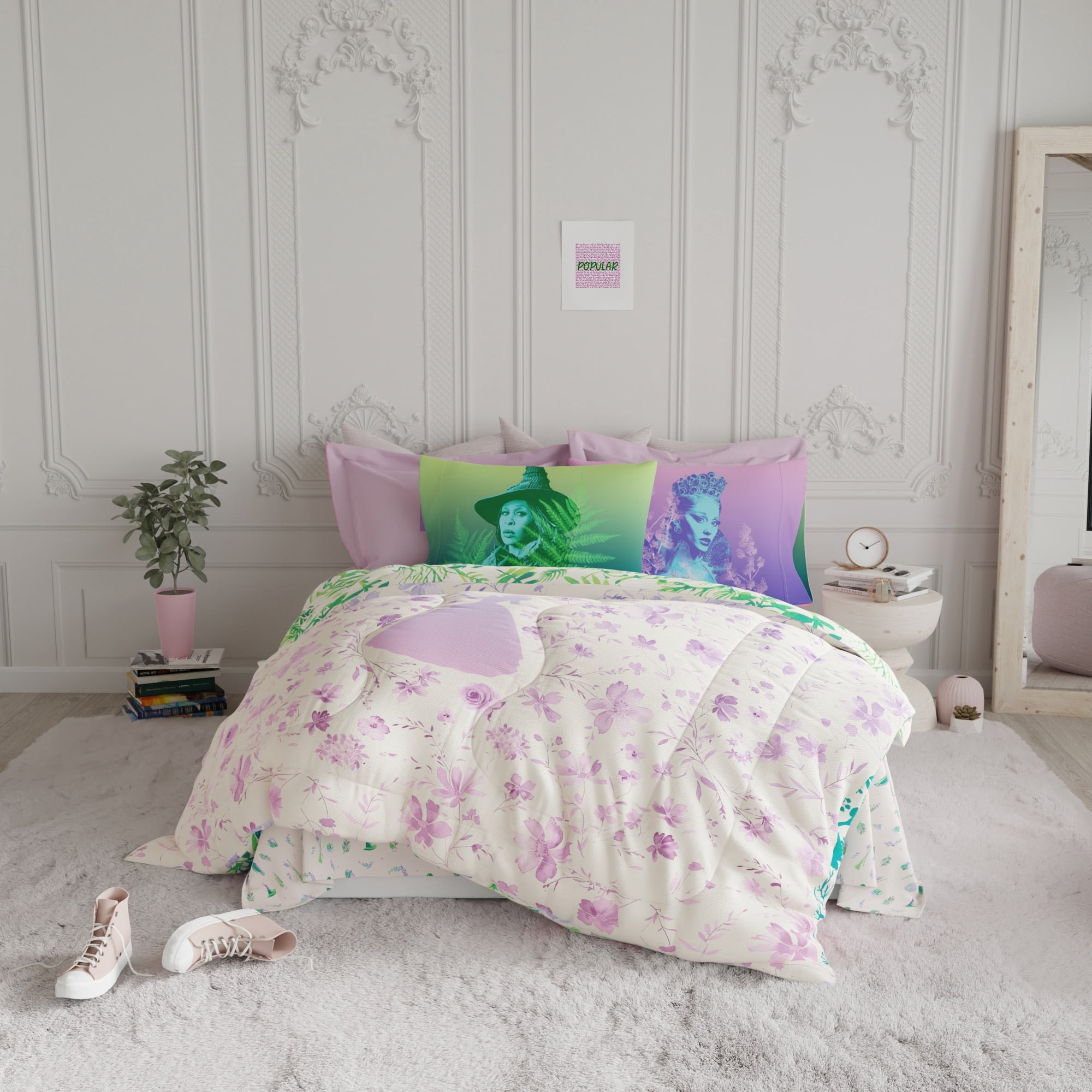 Wicked Purple Green Reversible Comforter, Bed in a Bag, Full