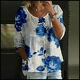 thumbnail image 2 of Seductiva Women's Classic-Fit 3/4 Sleeve Women Women's Floral Print T Shirt Half Sleeve Round Neck Shirt 3/4 Sleeve T Shirt Loose Large Size T Shirt Tees Slim Fit Blouses Tops Loose Tees, 2 of 3