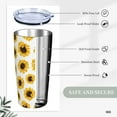 thumbnail image 4 of Sunflower Tumbler 20oz Floral Stainless Steel Insulated Tumblers with Lid and Straw Yellow Flowers Travel Coffee Mug Tea Wine Cups Water Bottle Sunflower Gifts for Women, 4 of 6