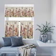 thumbnail image 6 of Kitchen Window Curtains Valance and Tier Set, Garden Watercolor Floral Butterfly Rod Pocket Tier Curtain Valance Set, Spring Plants on Burlap Light Filtering Cafe Curtains for Bedroom Living Room, 6 of 9