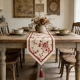 thumbnail image 4 of Nappe, nappe à Franges Rouges et Chemin de Table Couverture Décorative pour Table Basse Meuble Tv et Comptoir pour Salle à Manger et Salon, 4 of 6