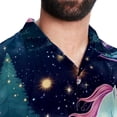 thumbnail image 5 of Starry Unicorn Men's Short Sleeve Button Down Spread Collar Beach Shirts, 5 of 6