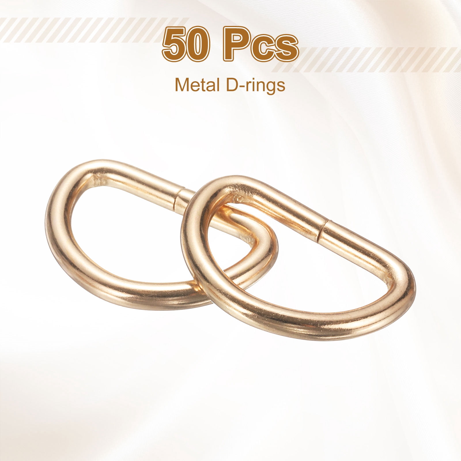 Uxcell 50pcs D Ring 1" (25mm) Metal Electroplate D-Shape Buckle Clips, Gold