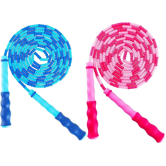 2 Pack Jump Rope Soft Beaded Segment Jump Rope Adjustable For Men Women And Kids Tangle free For Keeping Fit Training Workout And So On 9 Ft4